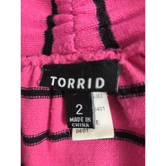 Torrid Cardigan Womens 2 Pink Draped Striped Asymmetrical Open Sweater Coquette - Picture 3 of 7